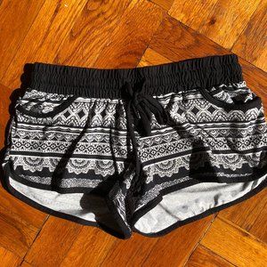 Black and white tribal shorts with pockets